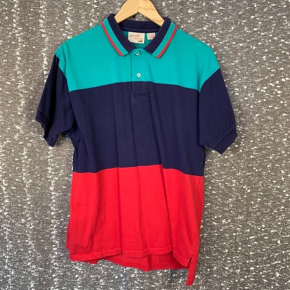 Vintage The Fox Collection Striped Polo Shirt Golf Preppy Men's‎ Large